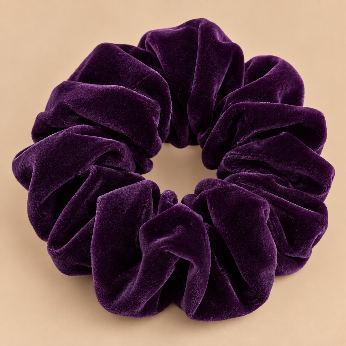 XXL fluwelen scrunchie donkerpaars - De HaarBoetiek