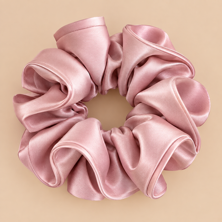 XXL satijnen scrunchie roze 15 cm - De HaarBoetiek