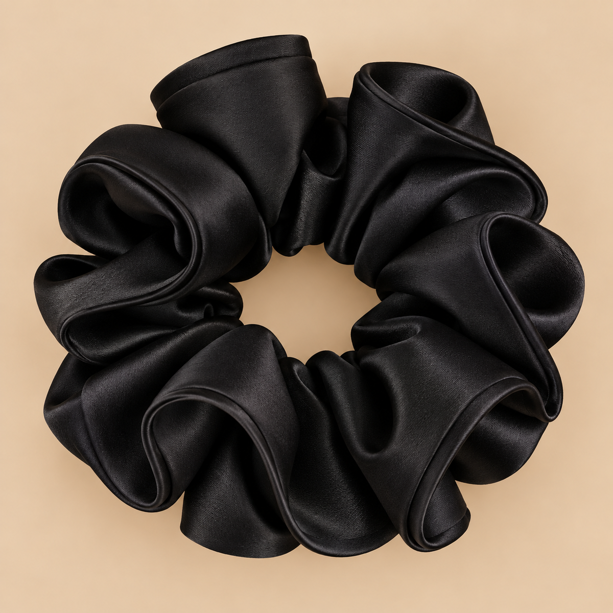 XXL satijnen scrunchie zwart 15 cm - De HaarBoetiek
