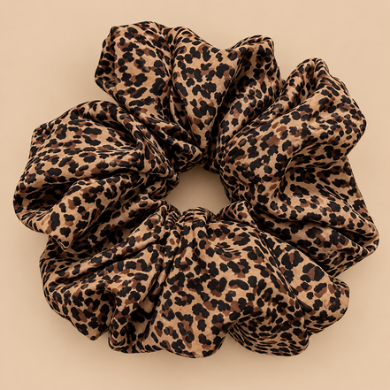 XXL scrunchie met luipaardprint 16 cm - De HaarBoetiek