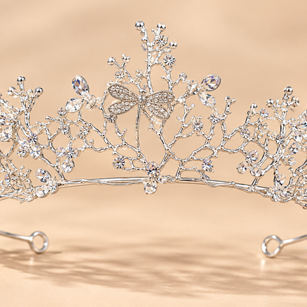 Zilveren Libellen Tiara – Sierlijke Takken met Strass – De HaarBoetiek