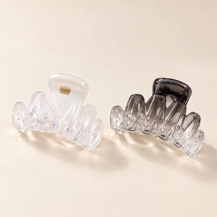 Transparante Mini Haarklem Duo Zigzag – Wit & Rookzwart – 2 stuks – De HaarBoetiek